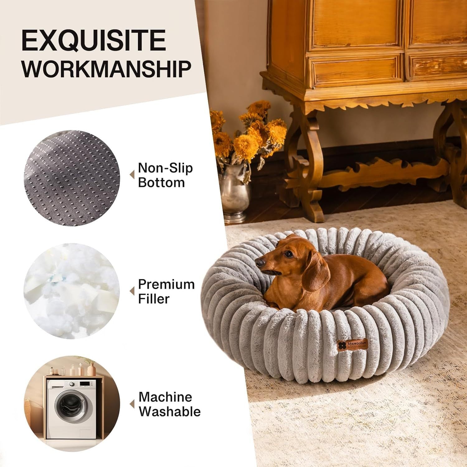 Cozy Washable Donut Bed for Cats and Small Dogs