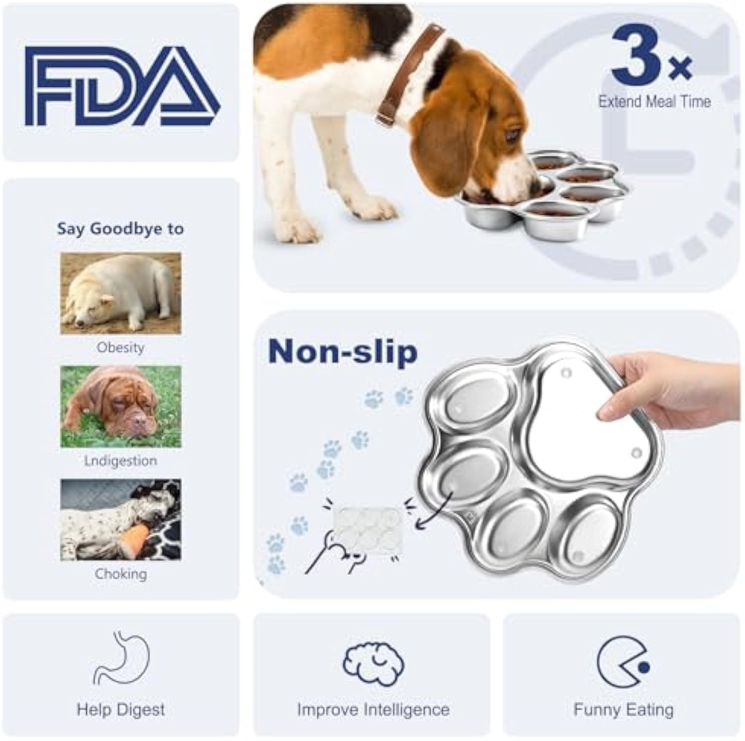 Stainless Steel Slow Feeder Dog Bowl